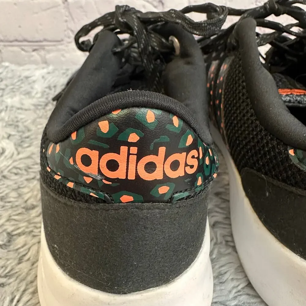 Adidas Cloudfoam QT Racer Shoes Black Coral Animal Print Women's Size 7